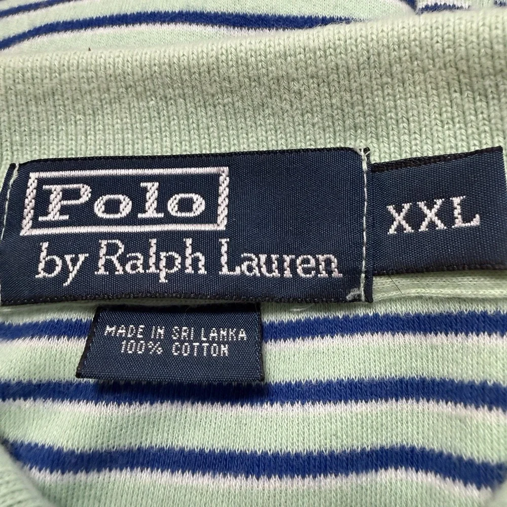 Polo Ralph Lauren Polo Shirt Short Sleeve Men Golf XXL Green Blue Striped